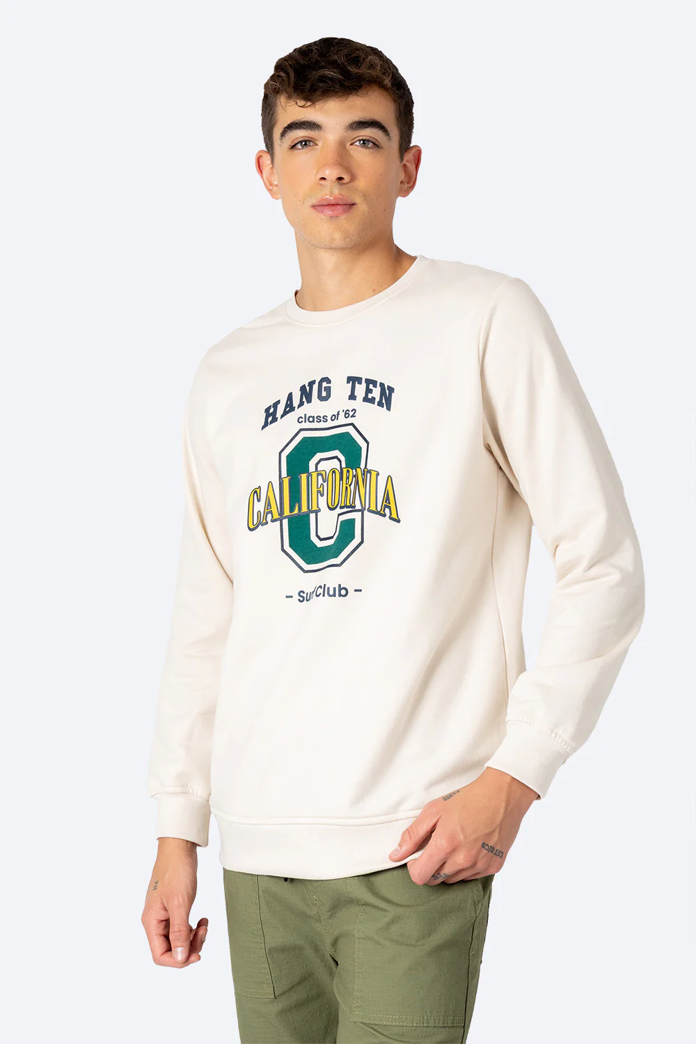 Sudadera beige cuello redondo