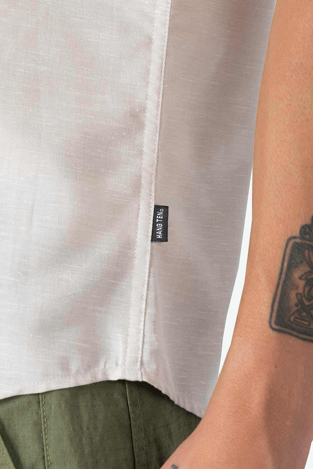 Camisa manga corta beige claro - Imagen 3