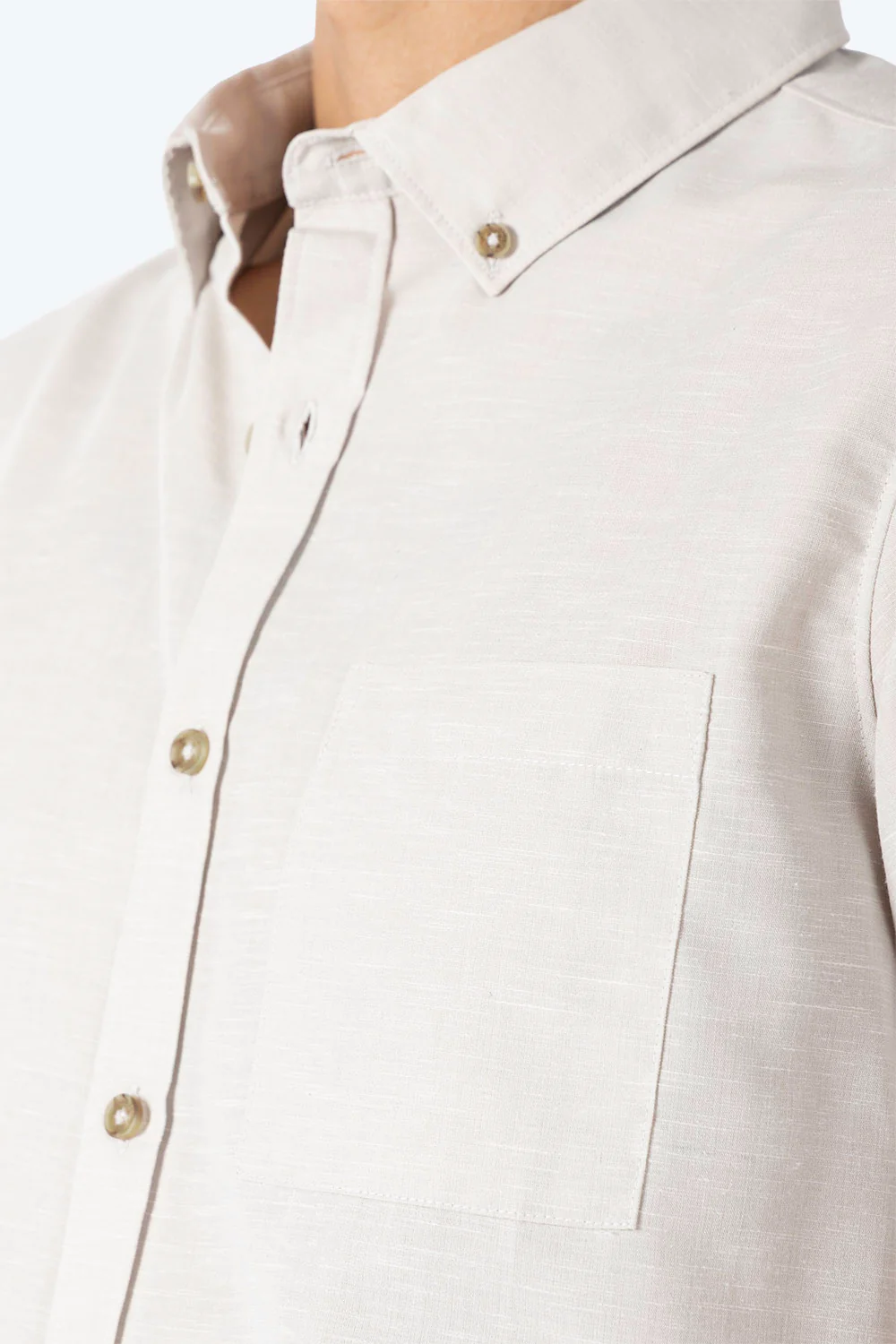 Camisa manga corta beige claro - Imagen 2