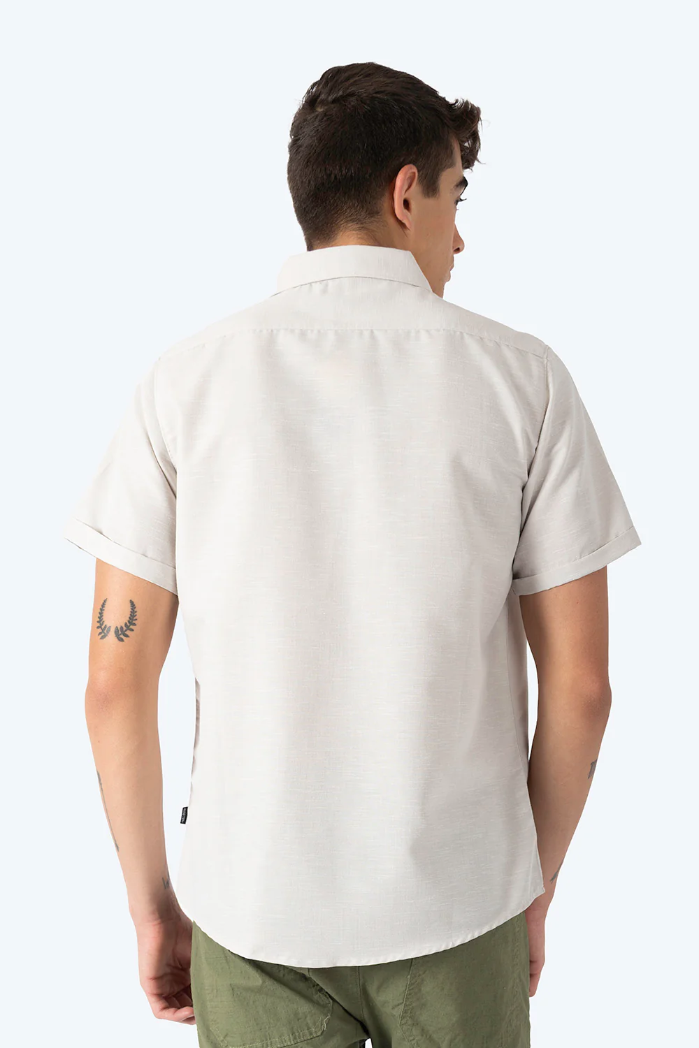 Camisa manga corta beige claro - Imagen 4