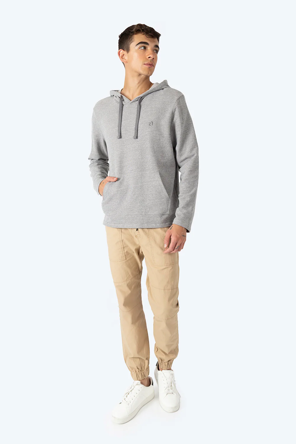 Sudadera básica gris con textura - Imagen 4