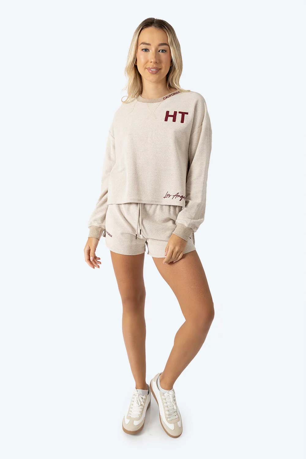 Sudadera cerrada café claro con textura - Imagen 5