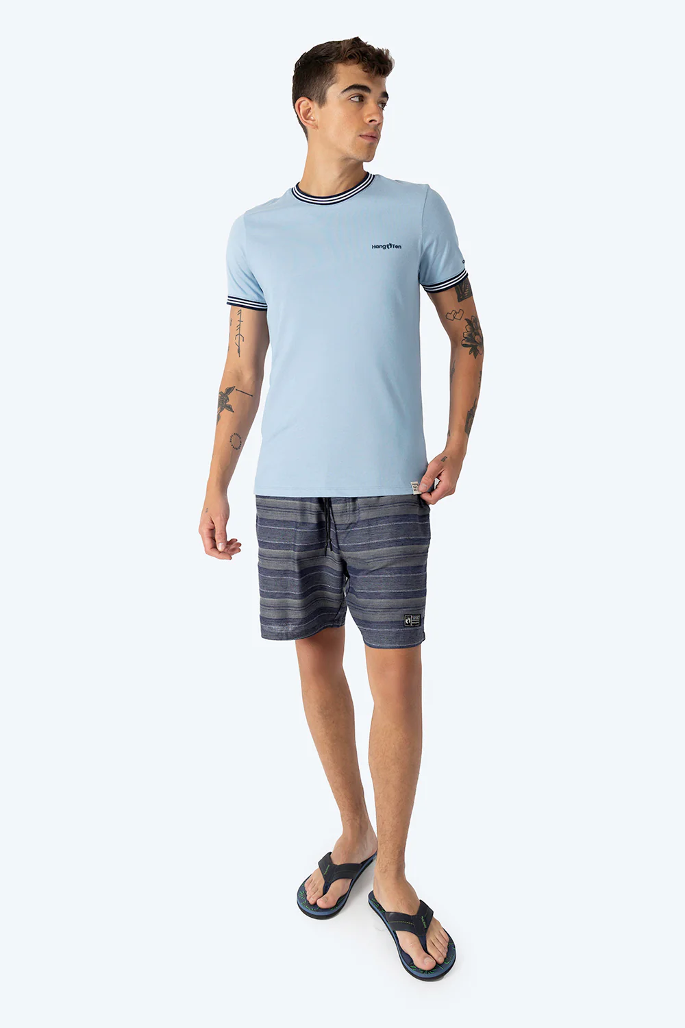 Playera azul claro bies a contraste azul con blanco - Imagen 5