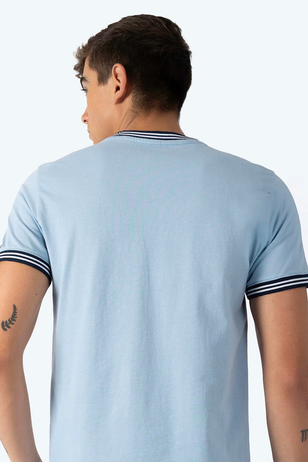 Playera azul claro bies a contraste azul con blanco - Imagen 2