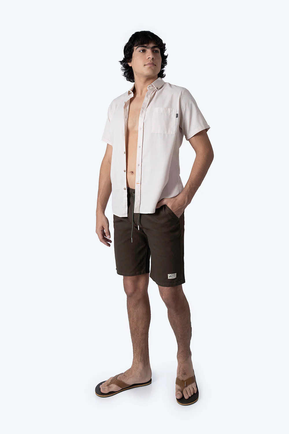 Bermuda casual verde musgo con jareta - Imagen 4