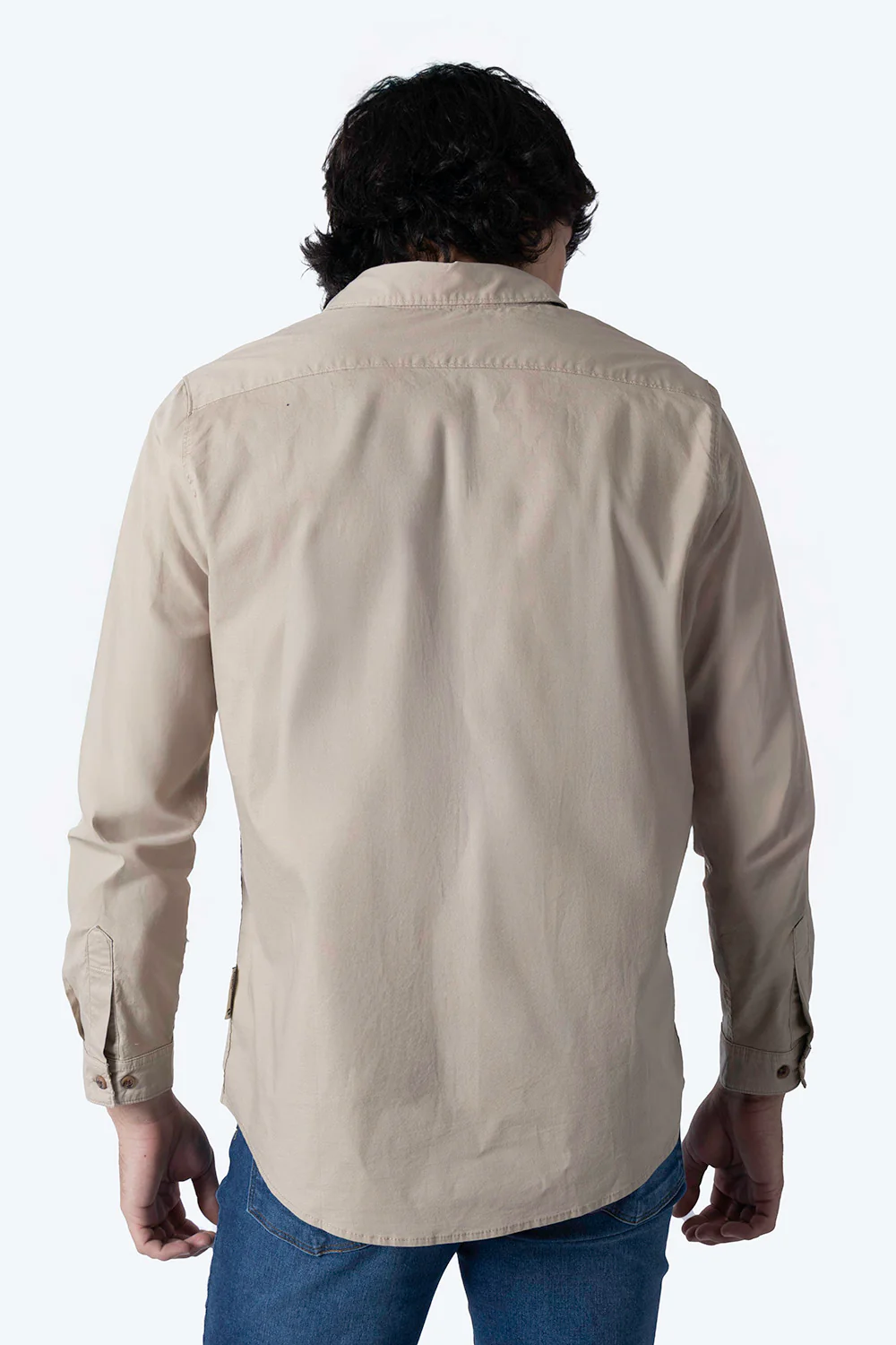 Camisa café claro manga larga - Imagen 3