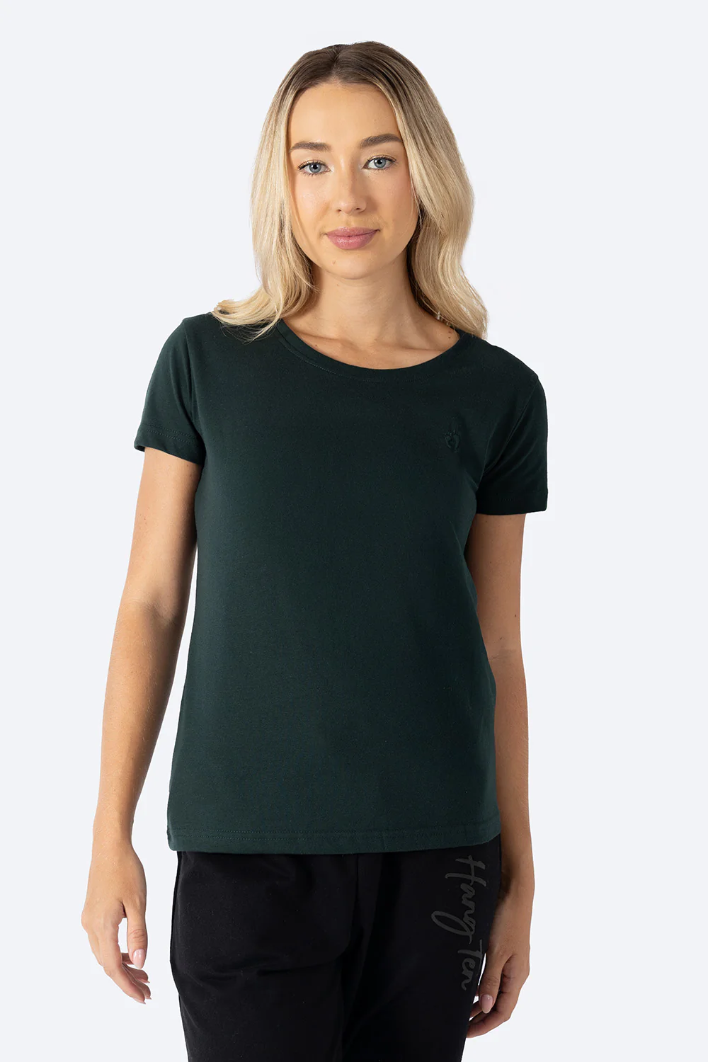 Playera básica cuello redondo verde oscuro