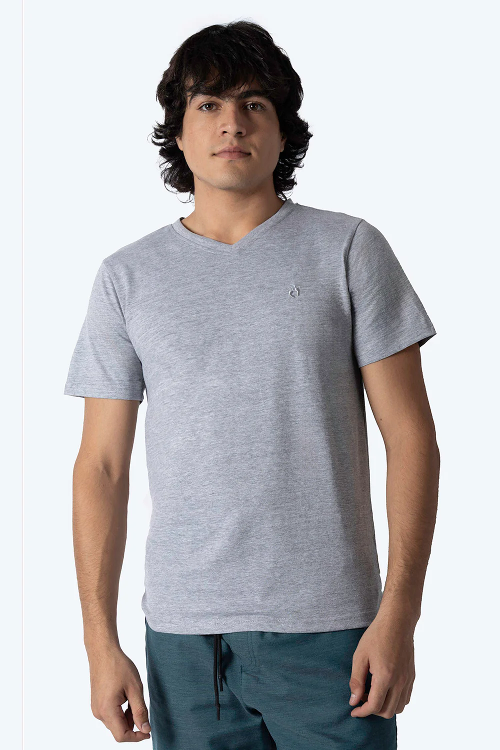 Playera básica cuello v gris