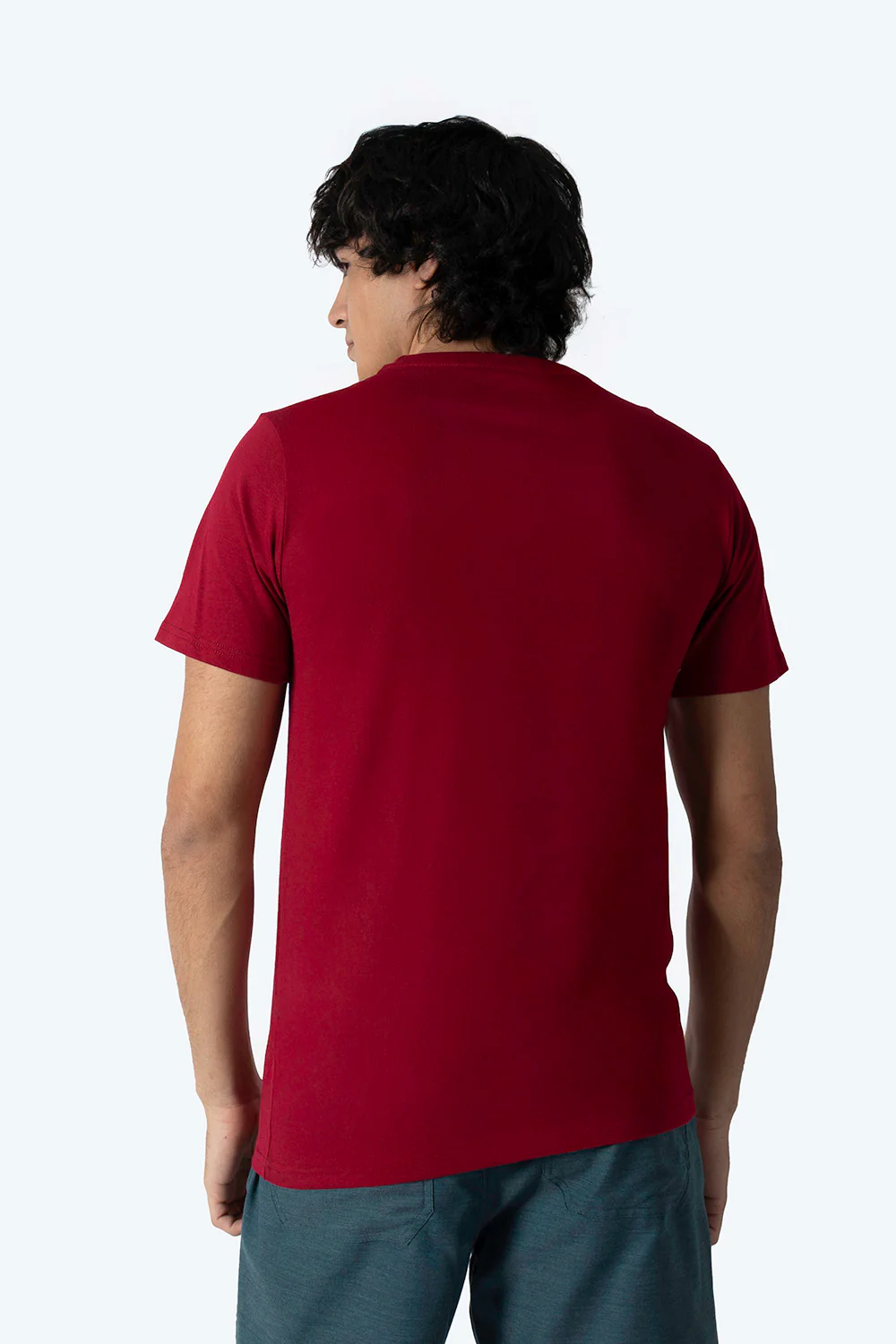 Playera básica cuello redondo rojo cereza - Imagen 3