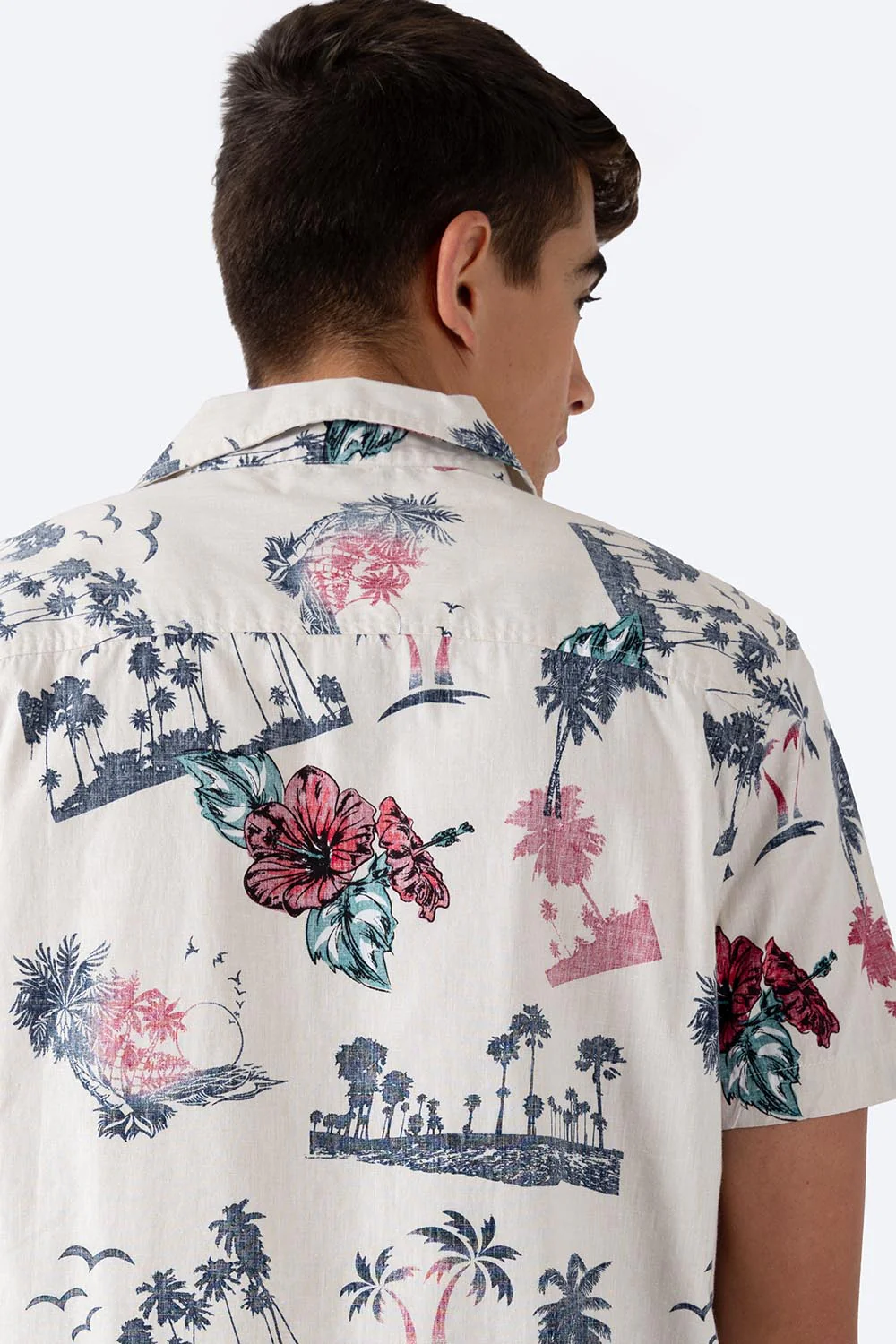 Camisa beige estampado palmeras - Imagen 2