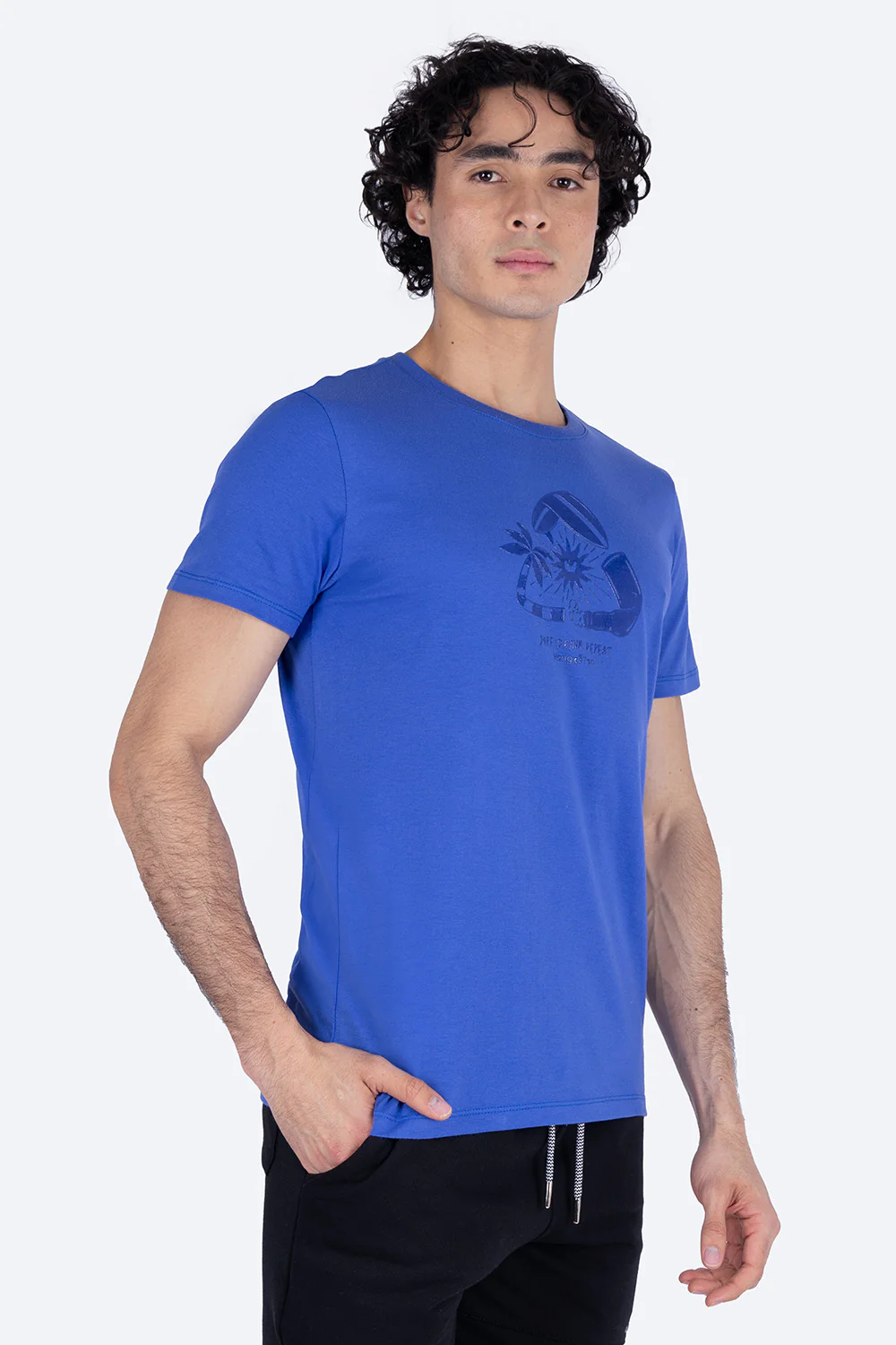 Playera azul rey cuello redondo