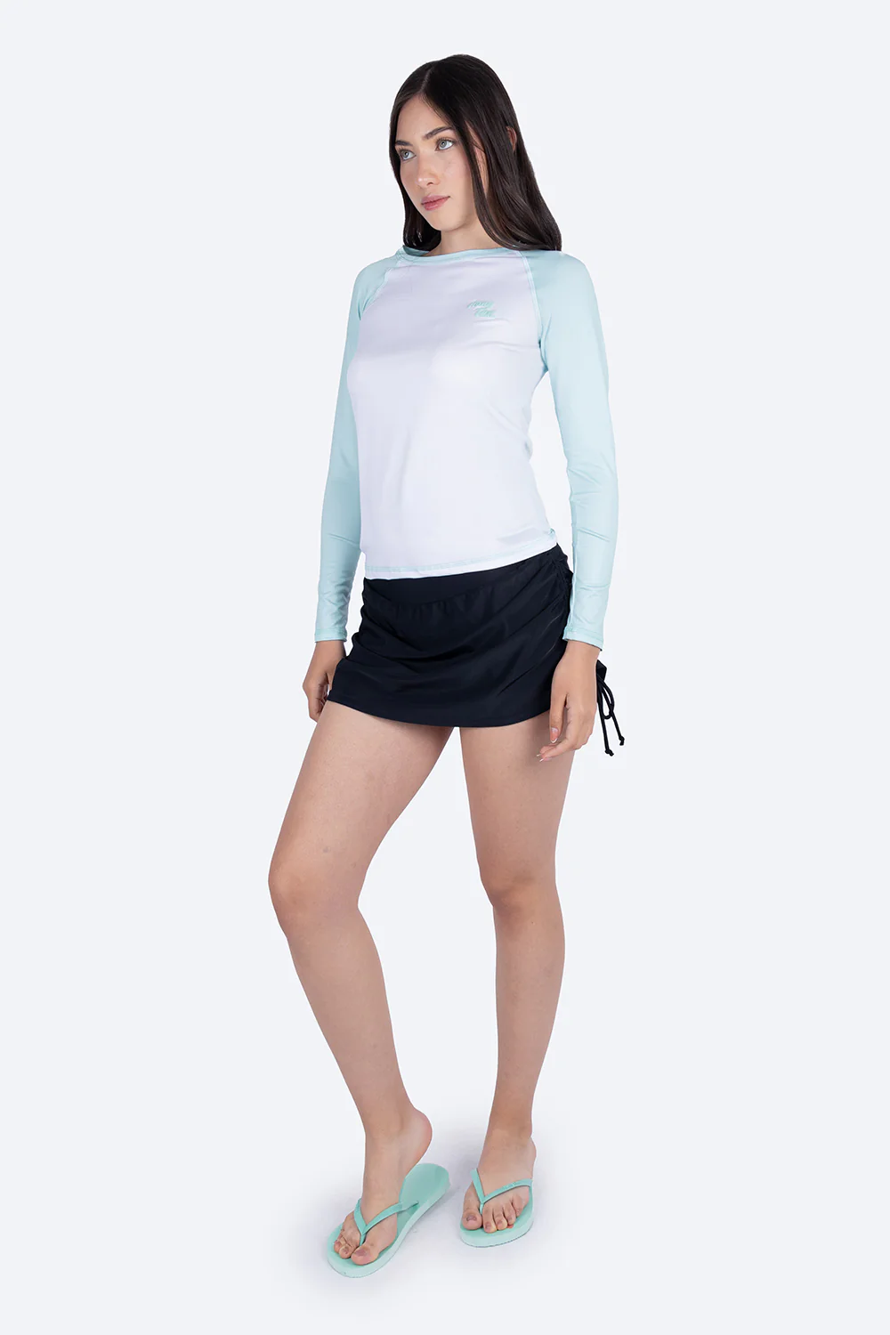 Rashguard combinada blanco con aqua - Imagen 4