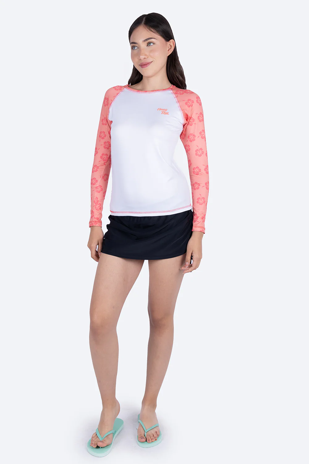 Rashguard combinada blanco con coral - Imagen 4