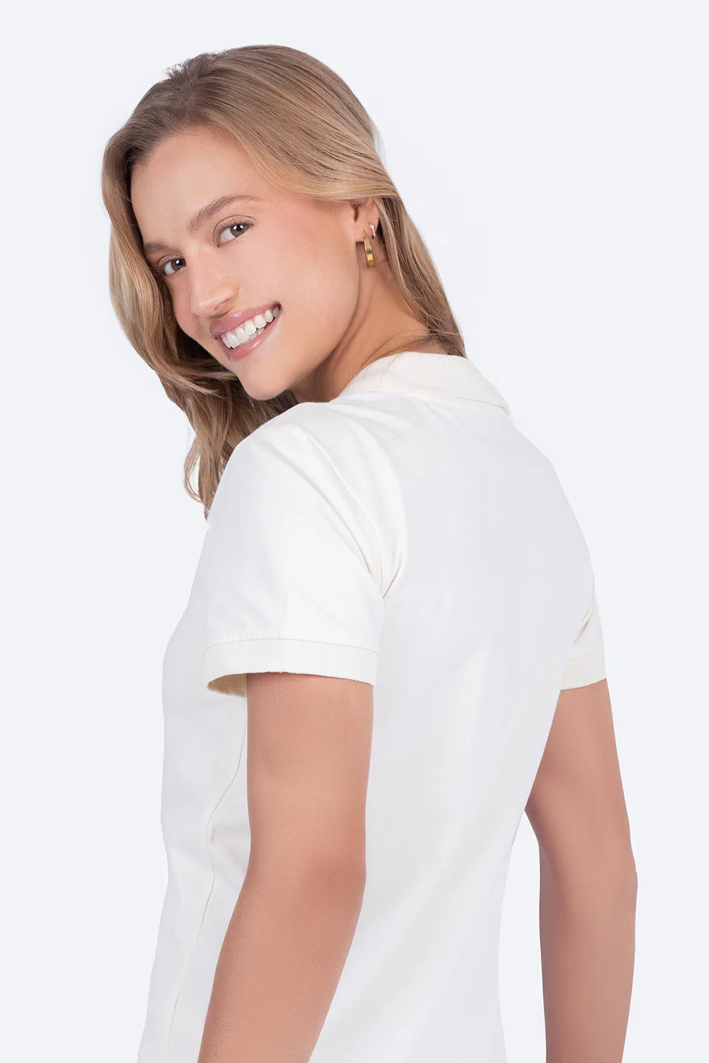 Polo chifón beige mujer - Imagen 2