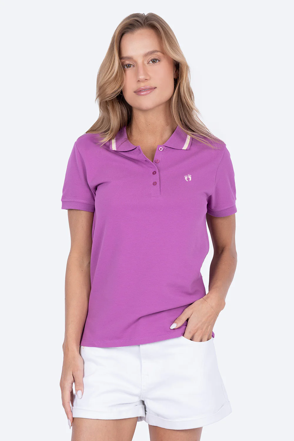 Polo piqué filos morada