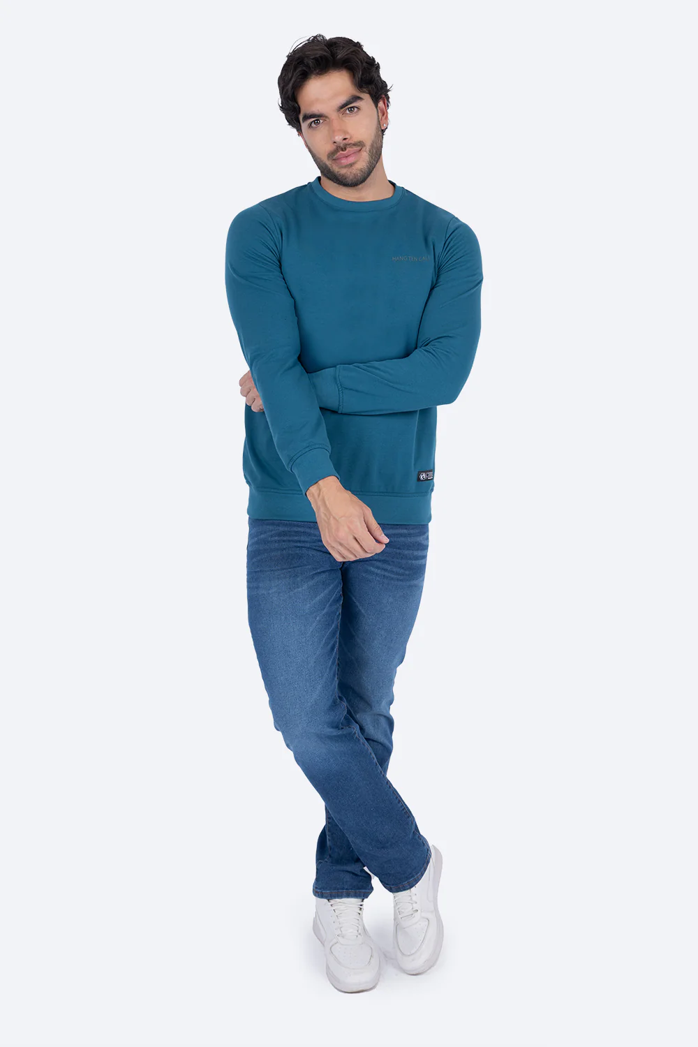 Sudadera cerrada turquesa cuello redondo - Imagen 4