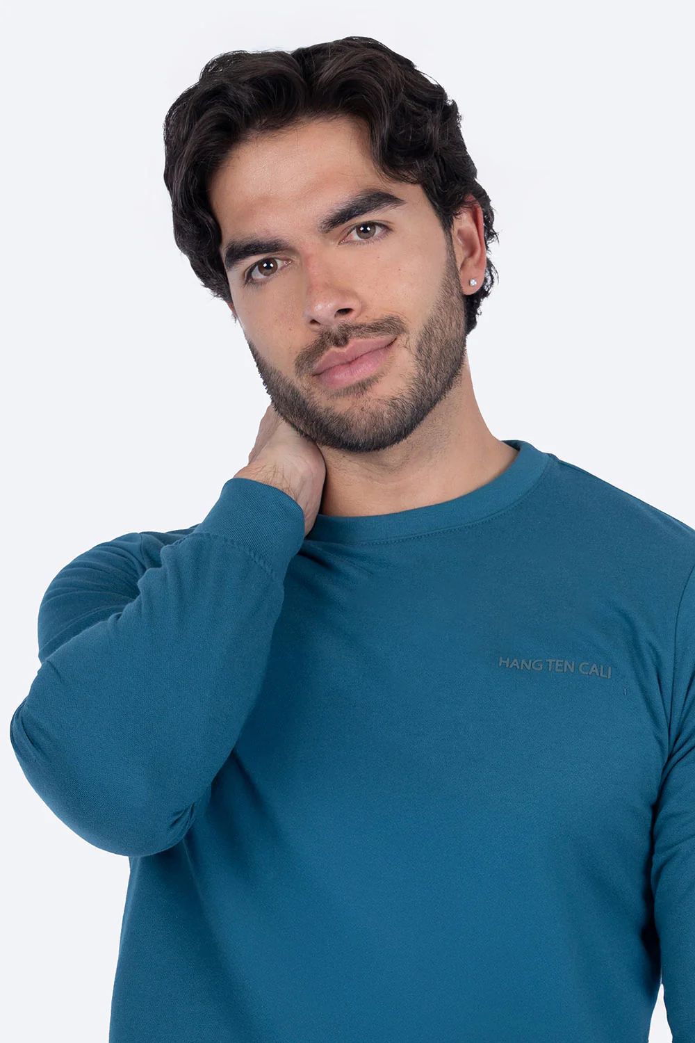 Sudadera cerrada turquesa cuello redondo - Imagen 3