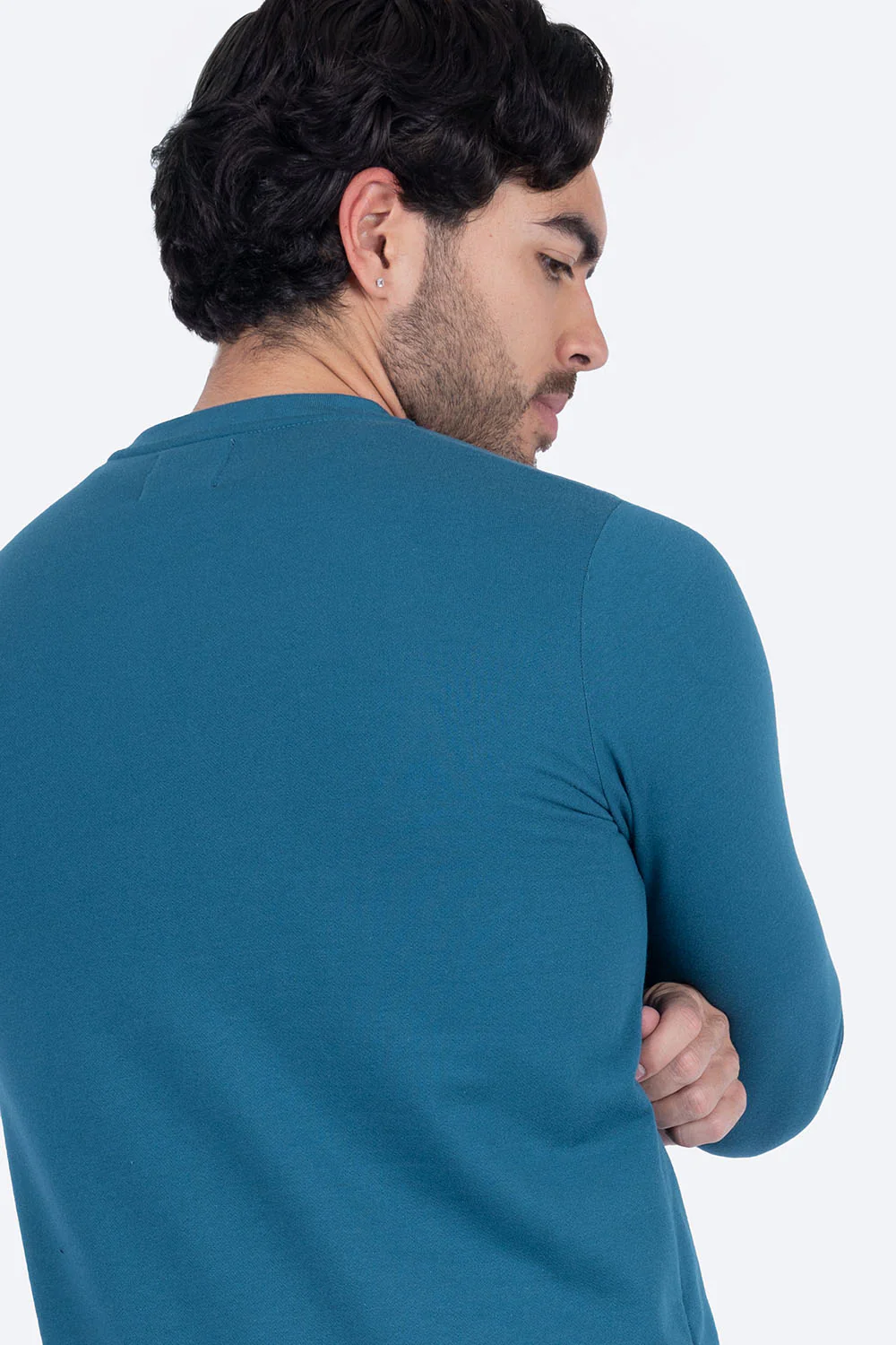 Sudadera cerrada turquesa cuello redondo - Imagen 2