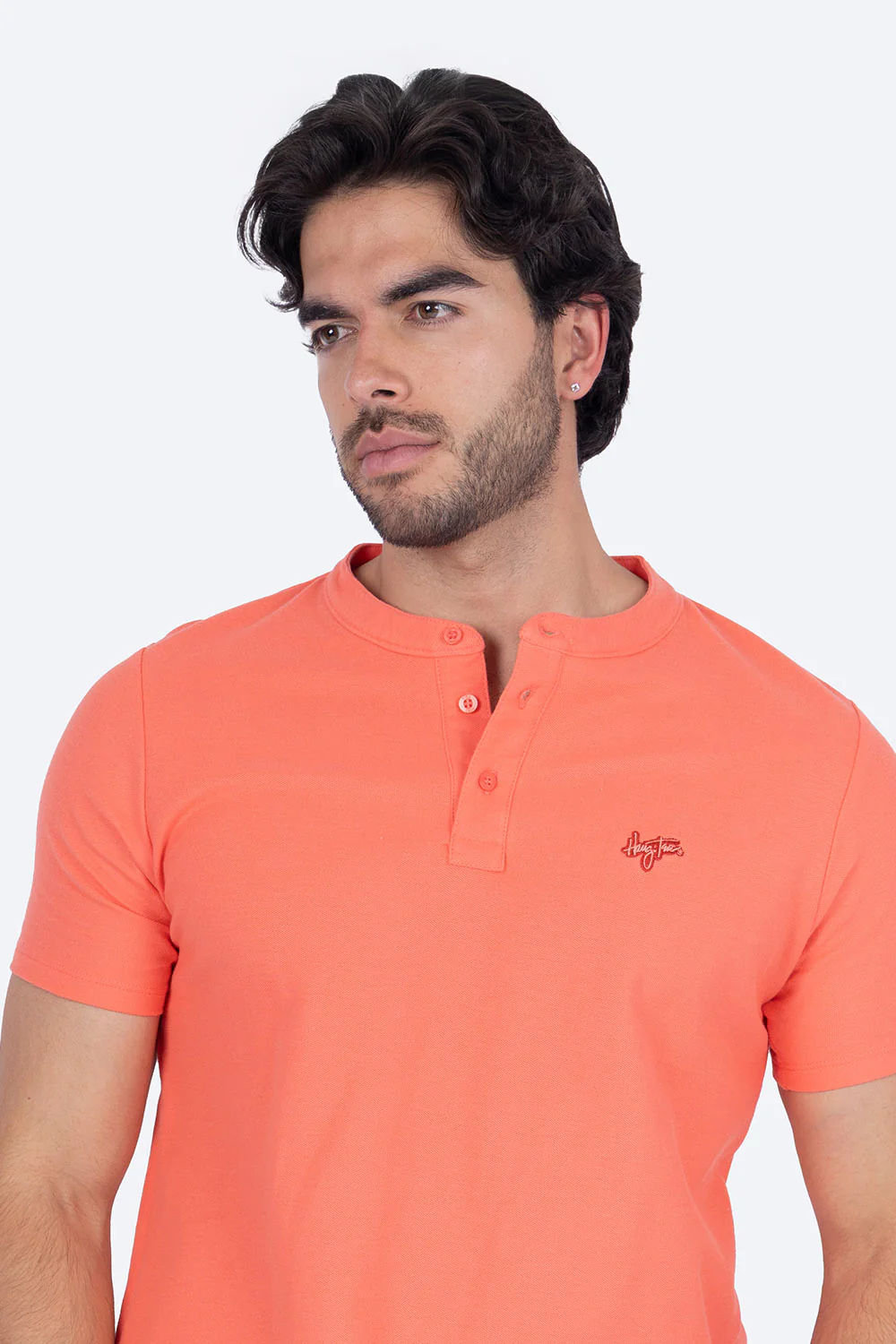 Playera tipo henley coral - Imagen 2