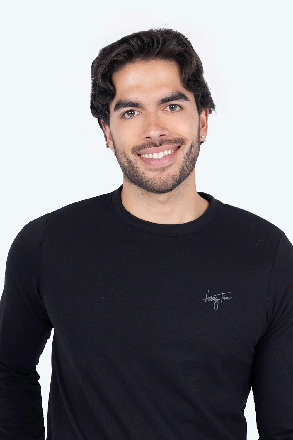 Sudadera cerrada negra cuello redondo - Imagen 3