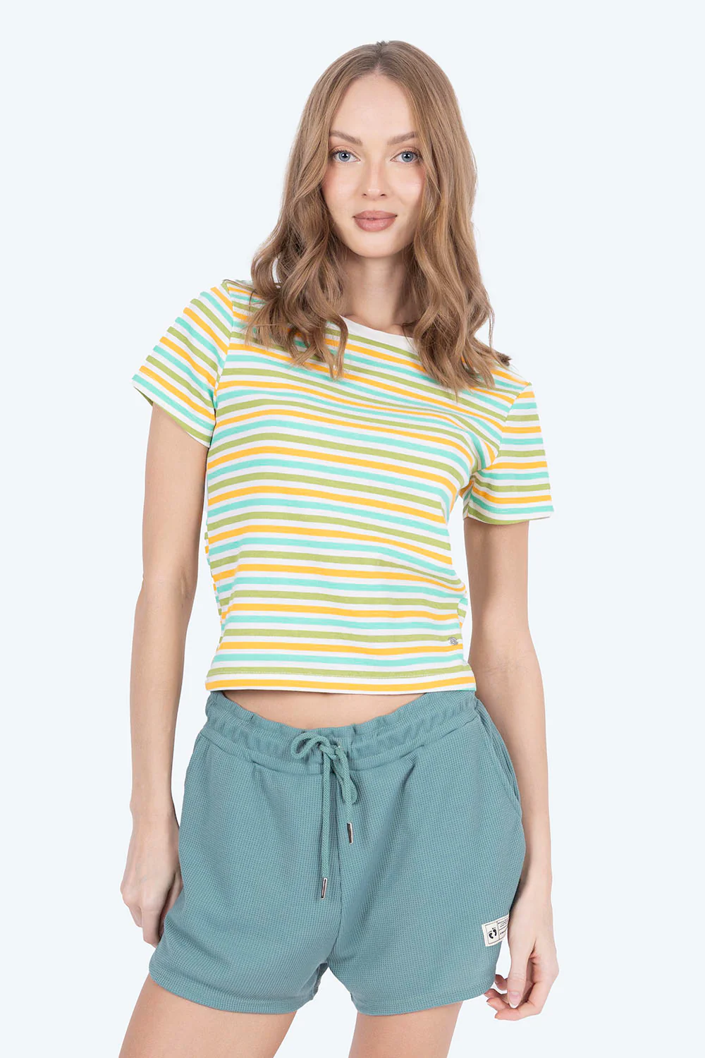 Playera rayada verde con amarillo