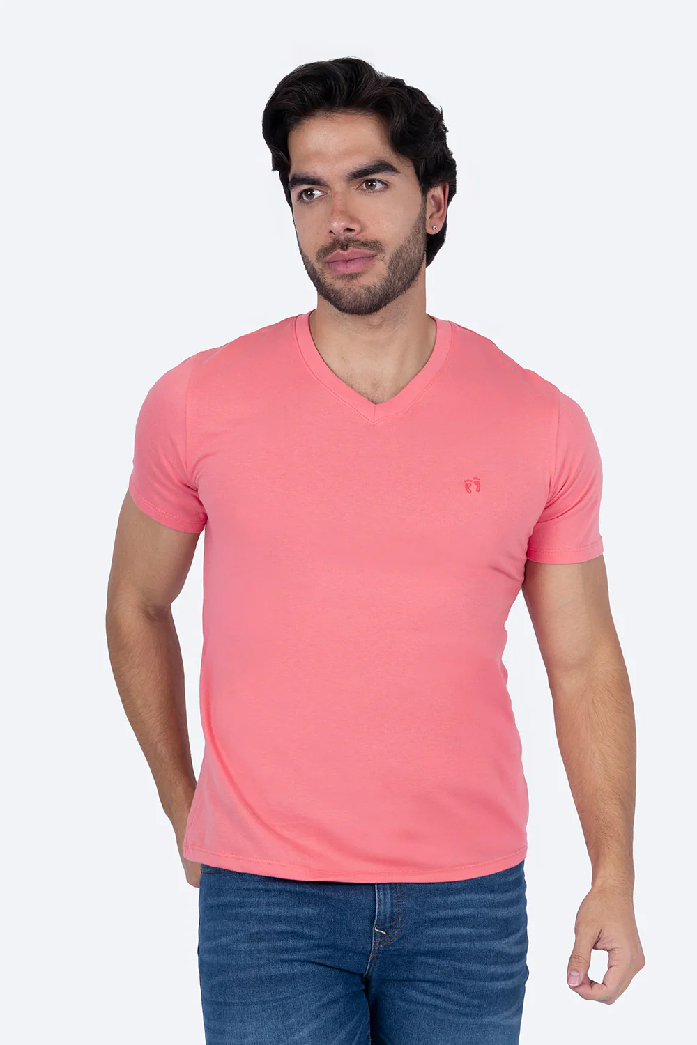 Playera básica coral cuello V