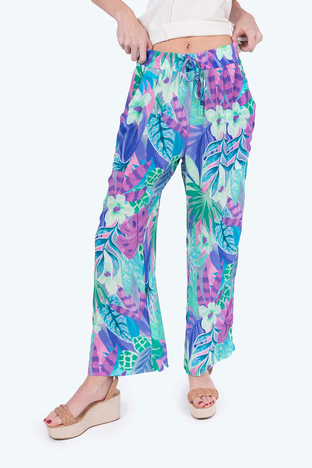 Pantalón casual floral multicolor