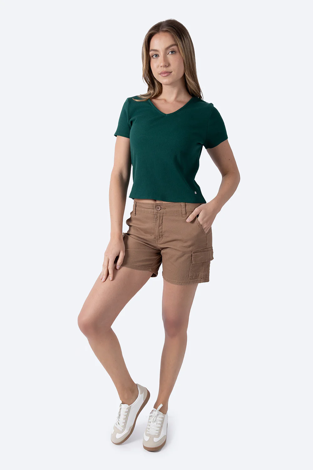 Top verde cuello V con textura - Imagen 5