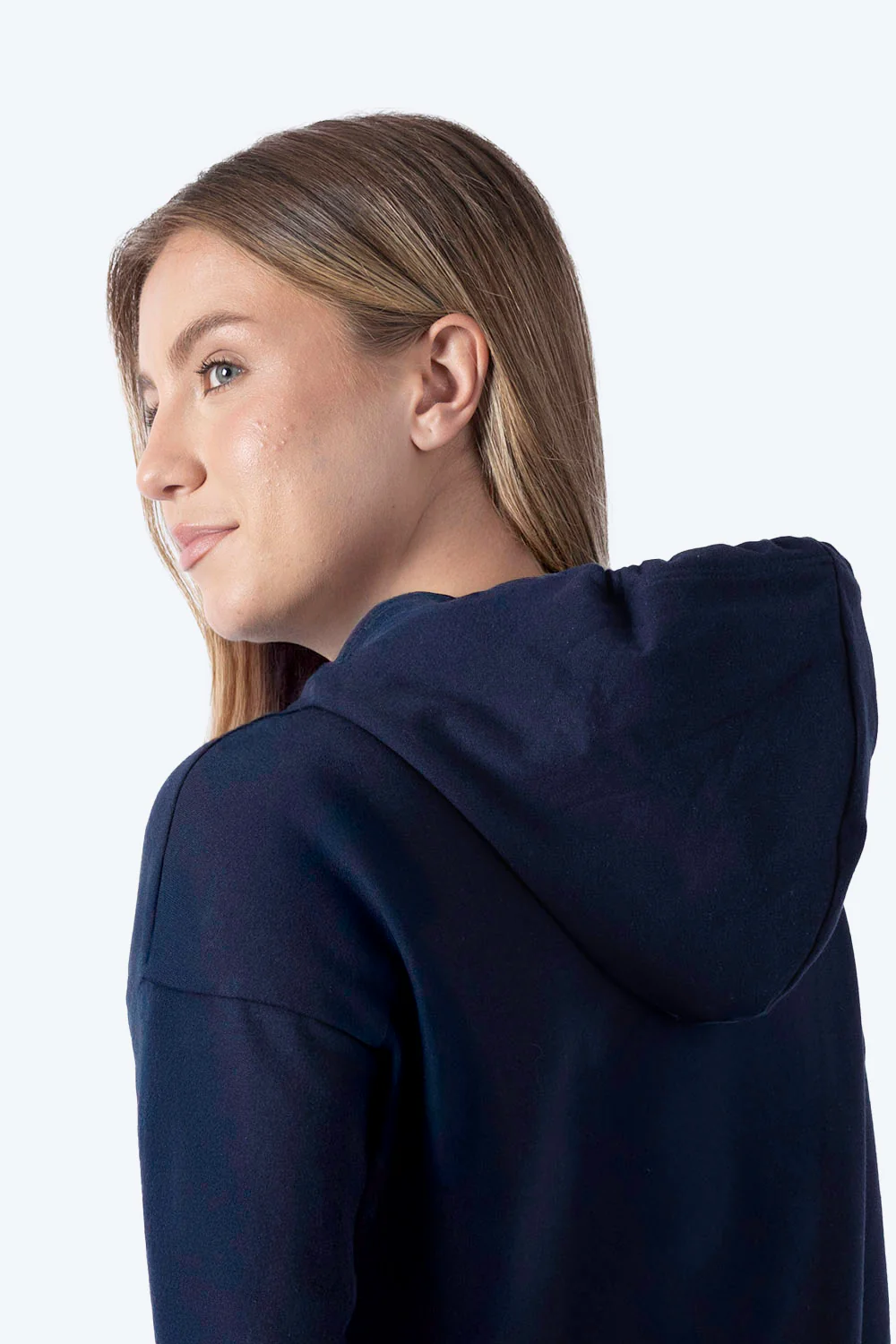 Sudadera abierta azul con gorro - Imagen 2