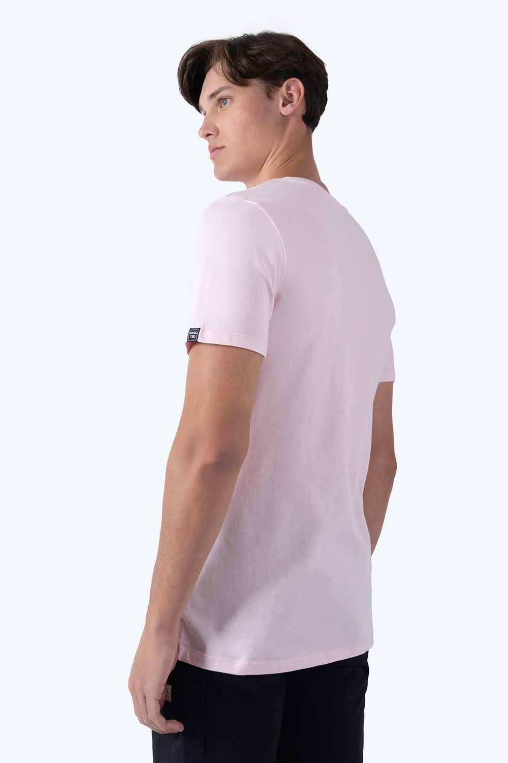 T-shirt rosa claro "Born to surf, forced to work" - Imagen 2