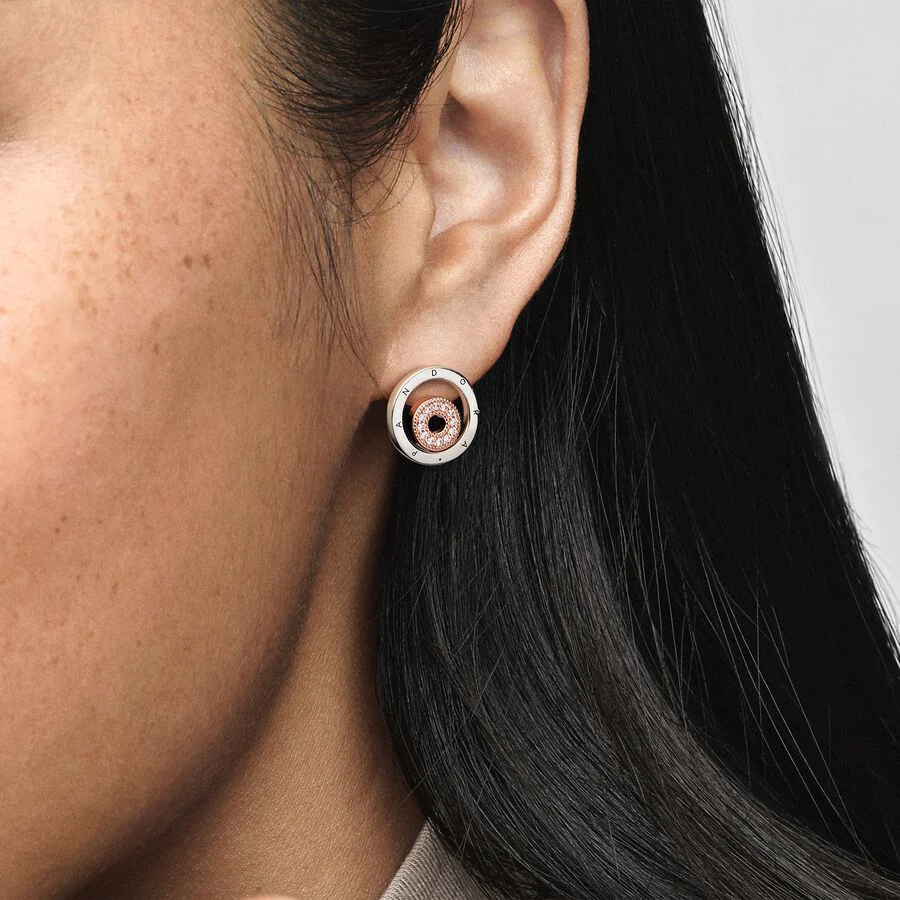 Pendientes de Botón Pandora Signature Logo Circulos - Imagen 2