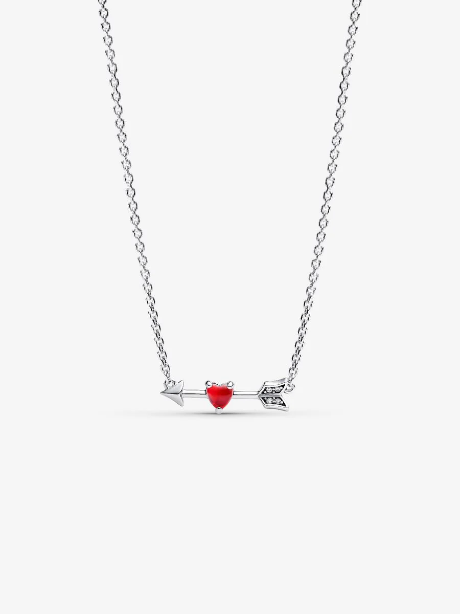 Collar Flecha y Corazón Rojo Cristal de Murano Plata de primera ley