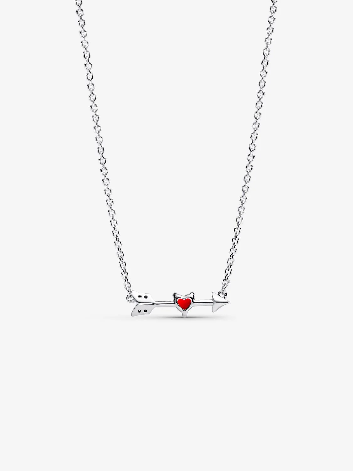 Collar Flecha y Corazón Rojo Cristal de Murano Plata de primera ley - Imagen 2