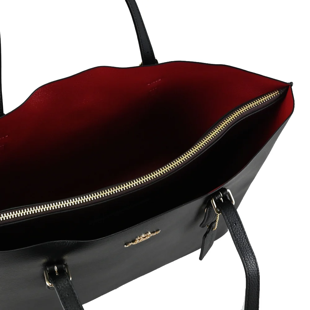 Coach Tote Bag Mollie Canvas Negra Interior Rojo - Imagen 4