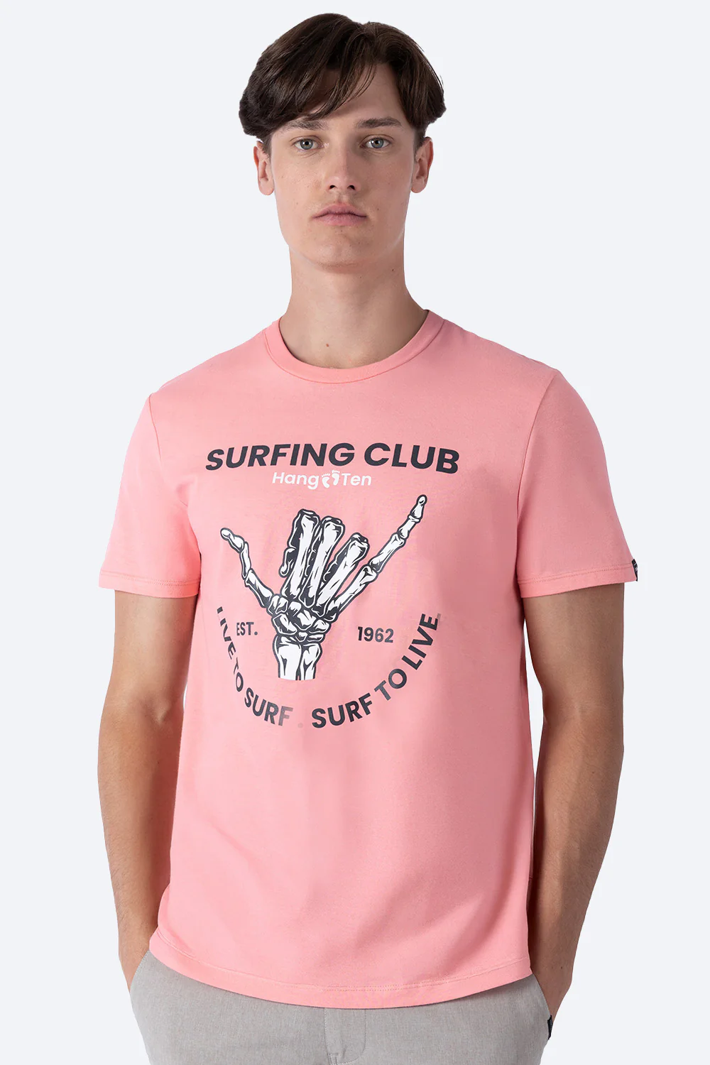 T-shirt rosa claro "Surfing club"