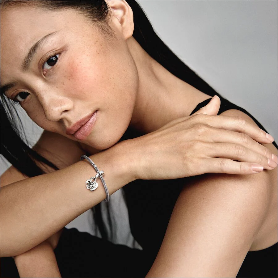 Charm Colgante Candado Corazón y Flor - Imagen 6