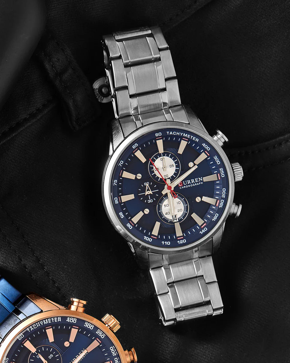 Reloj Plateado Cara Azul Curren 8351 Para Hombre