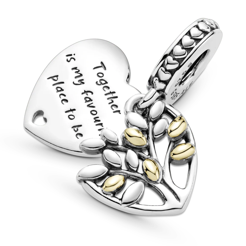 Charm Colgante Dos Tonos Corazón de Árbol Genealógico - Imagen 3
