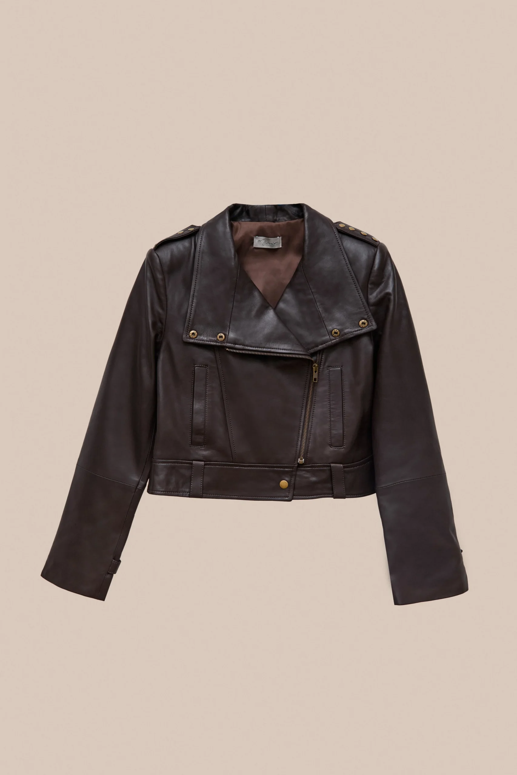 CHAQUETA BIKER TACHAS CHOCOLATE - Imagen 2