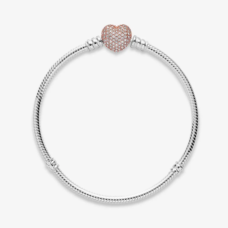 Pulsera con Cierre Rose Gold Corazón en Pave - Imagen 4